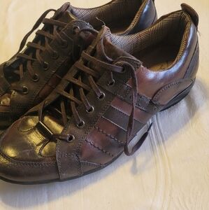 Vintage 90s Bacco Bucci Leather Italian Sneakers 9 Chocolate Brown Lace Up